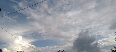 The sky, the sky beyond th door is blue
