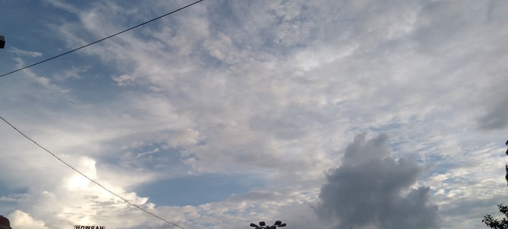 The sky, the sky beyond th door is blue