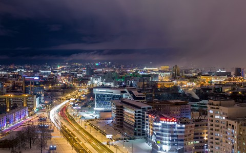 Night winter city