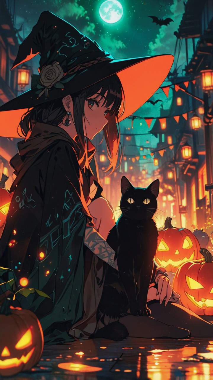 THE WITCH and HER BLACK CAT