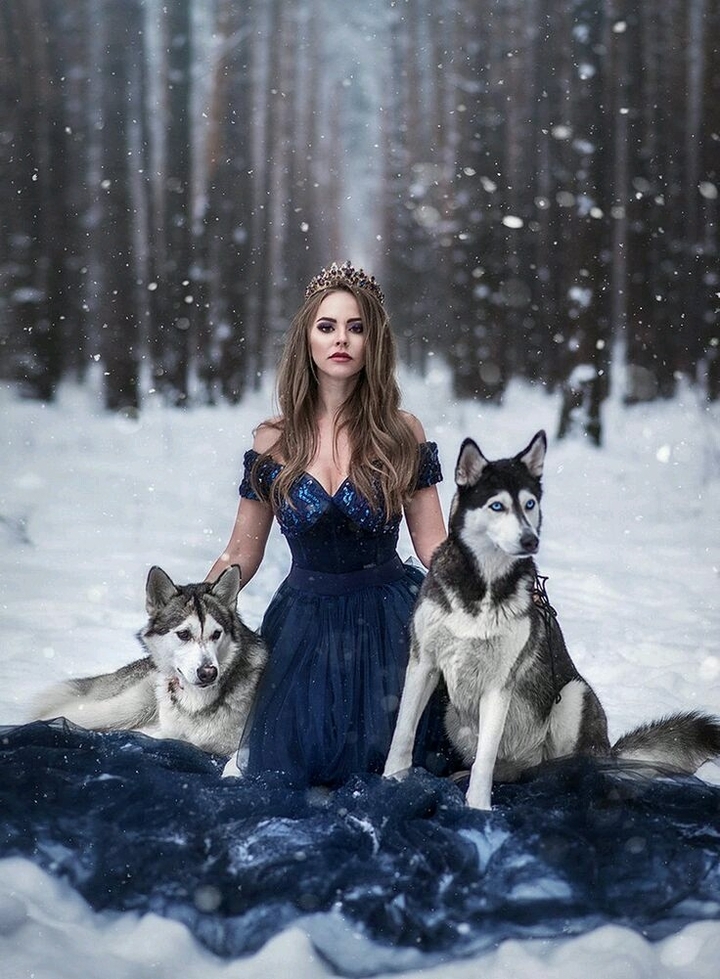 princesa na Neve com seus amigos