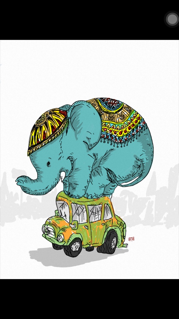 elephant is on the car