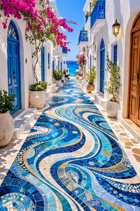 шпалери blue, flagstone