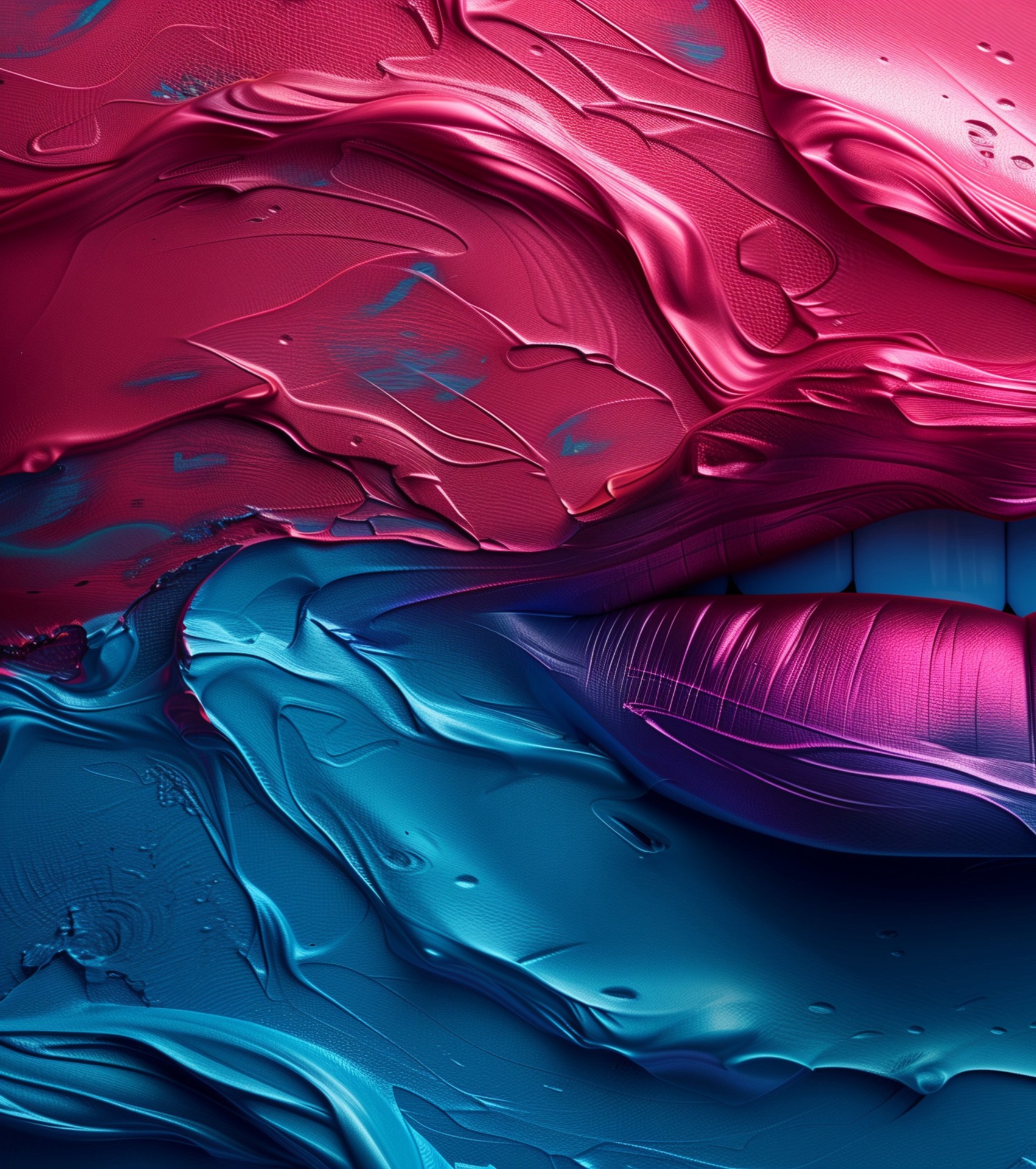 lips emerging through liquid glossy texture wallpaper background