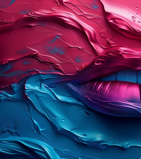 lips emerging through liquid glossy texture wallpaper background