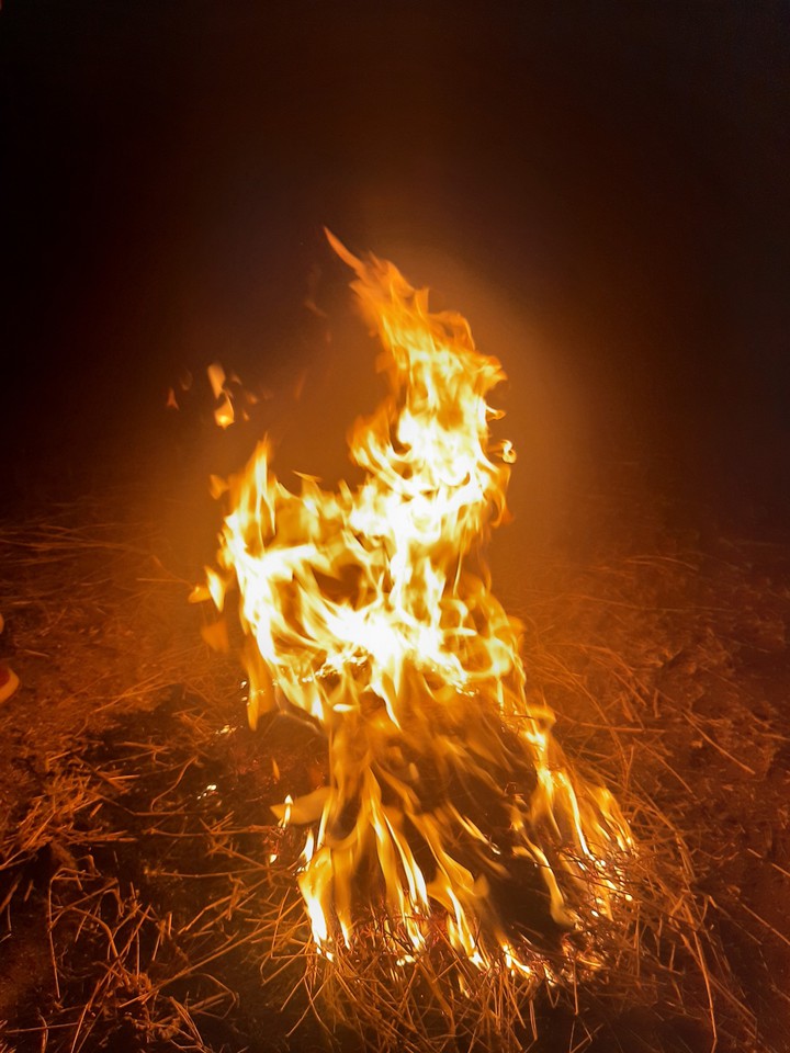 bonfire in winter