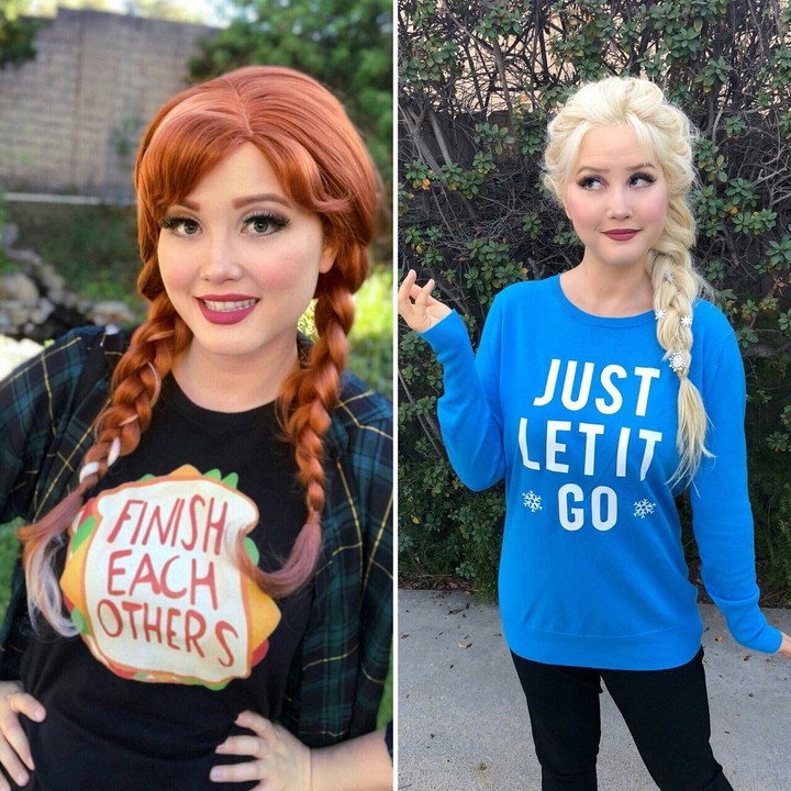 Anna and Elsa look casual