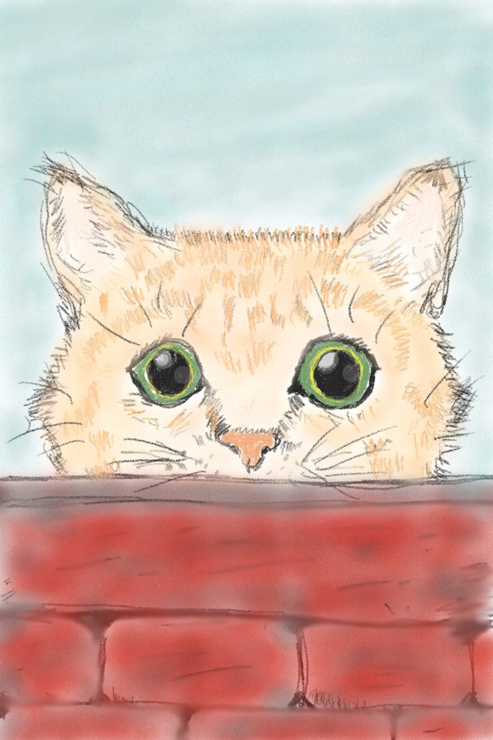 Peekaboo Cat by JenM Art