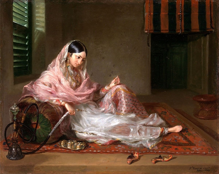 a women clad in fine Bengali muslin