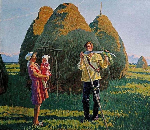 стоги сена покос