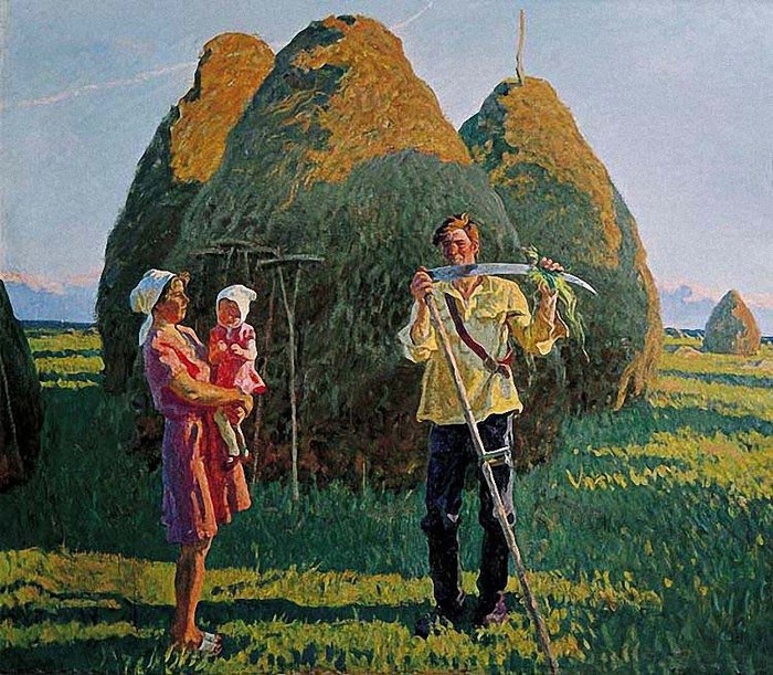 стоги сена покос