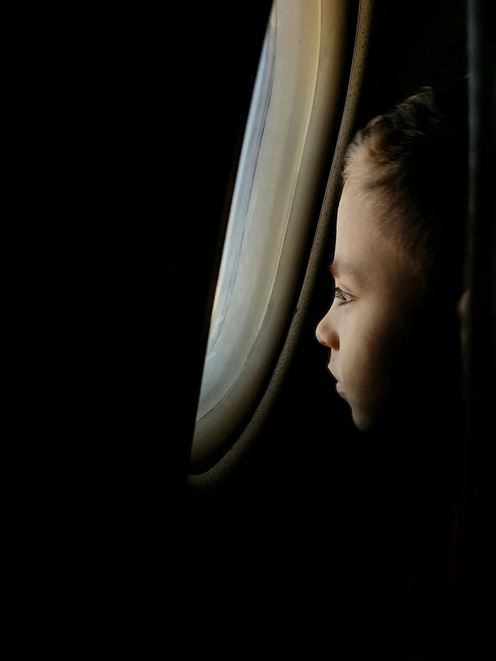 Staring at the sky on the plane