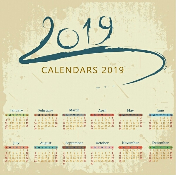 2019 calendar