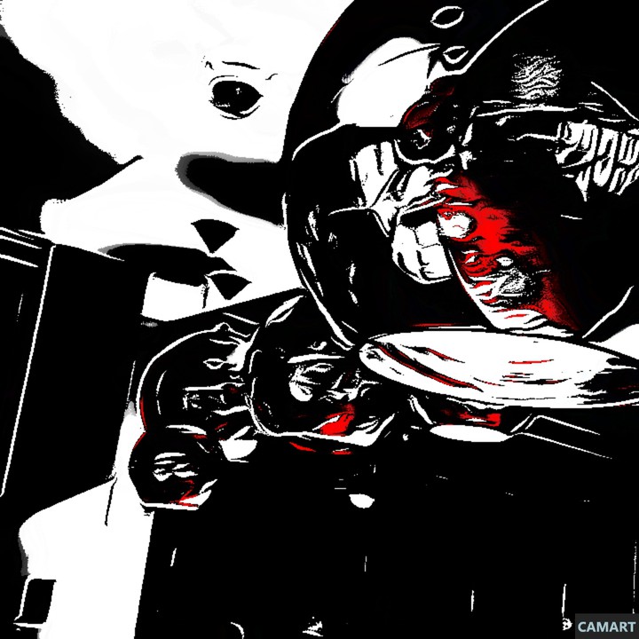 Red black and white