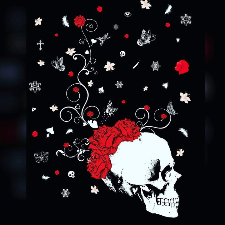skull and rose