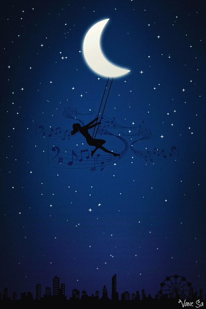 moon with stars