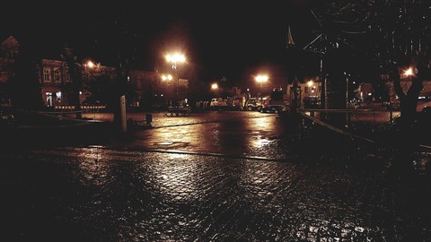 Myślenice at raining night