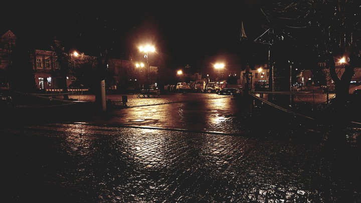 Myślenice at raining night