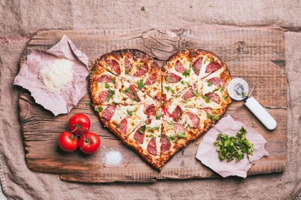 heart-shaped pizza