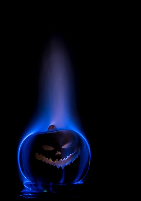 Pumpkin in blue flame
