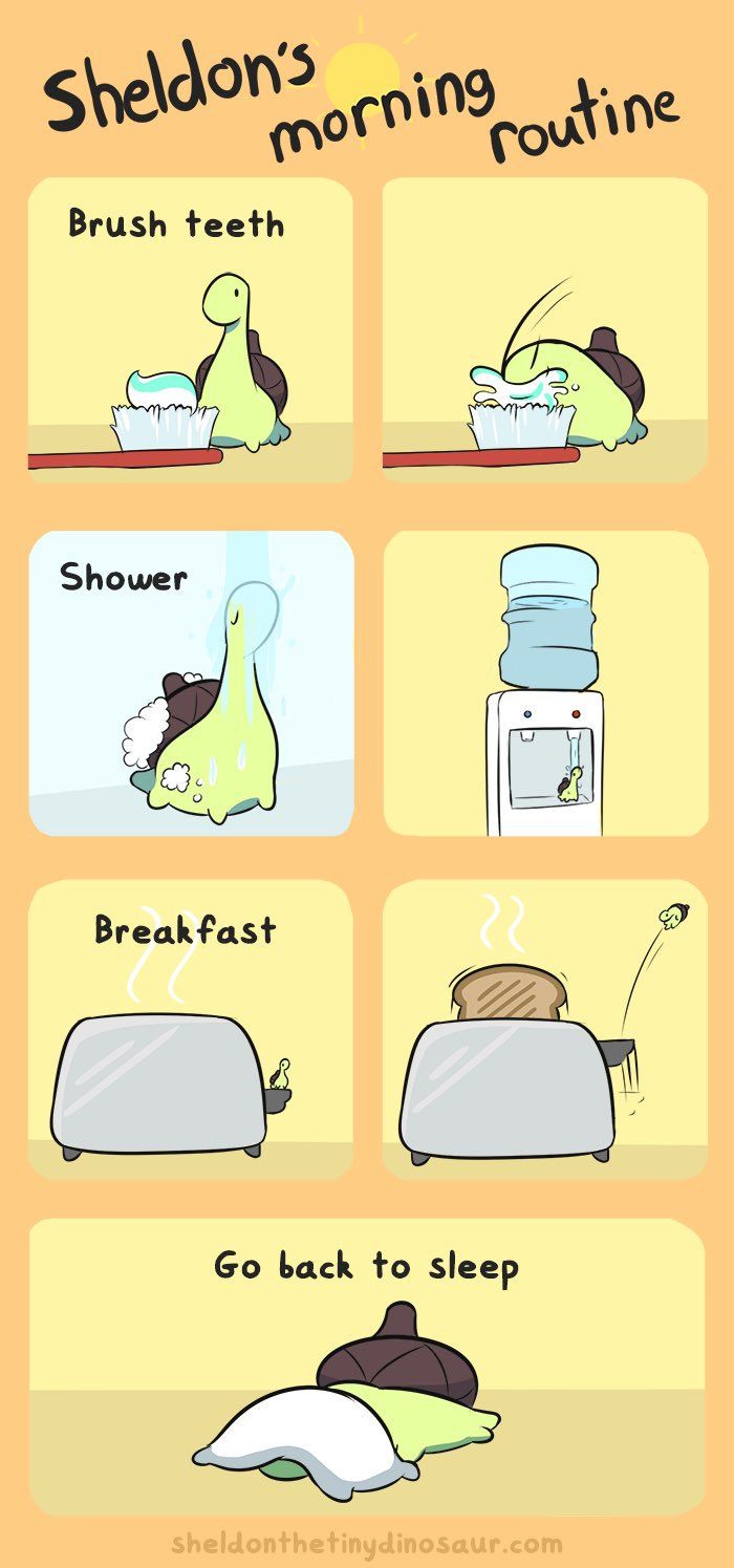 Sheldon follows his morning routine.