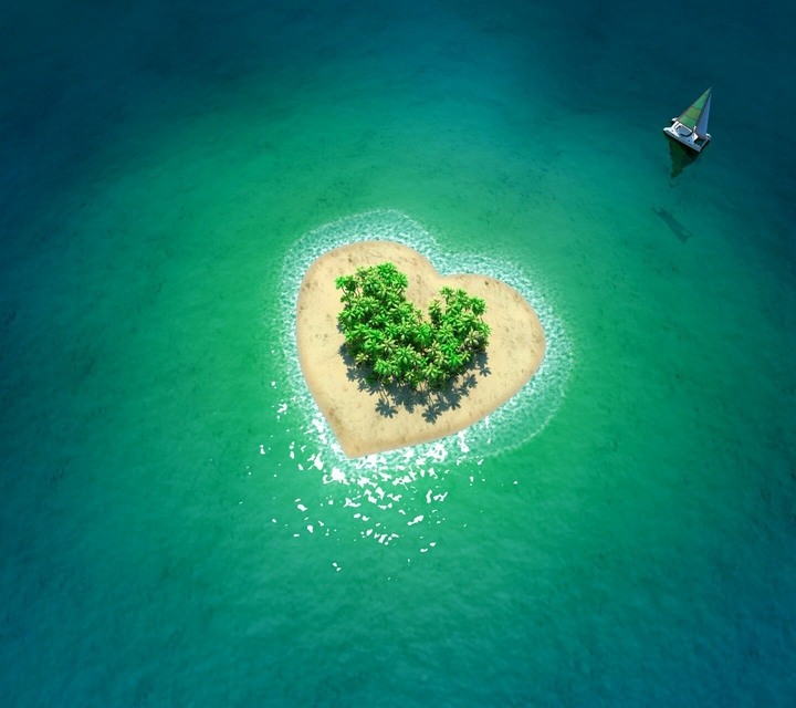 Island. a heart.