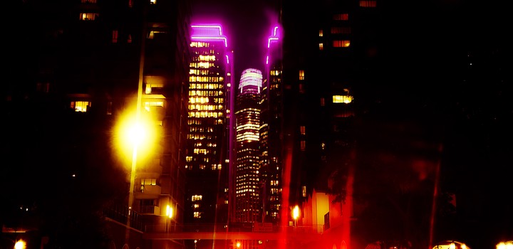..towering purple machinery
