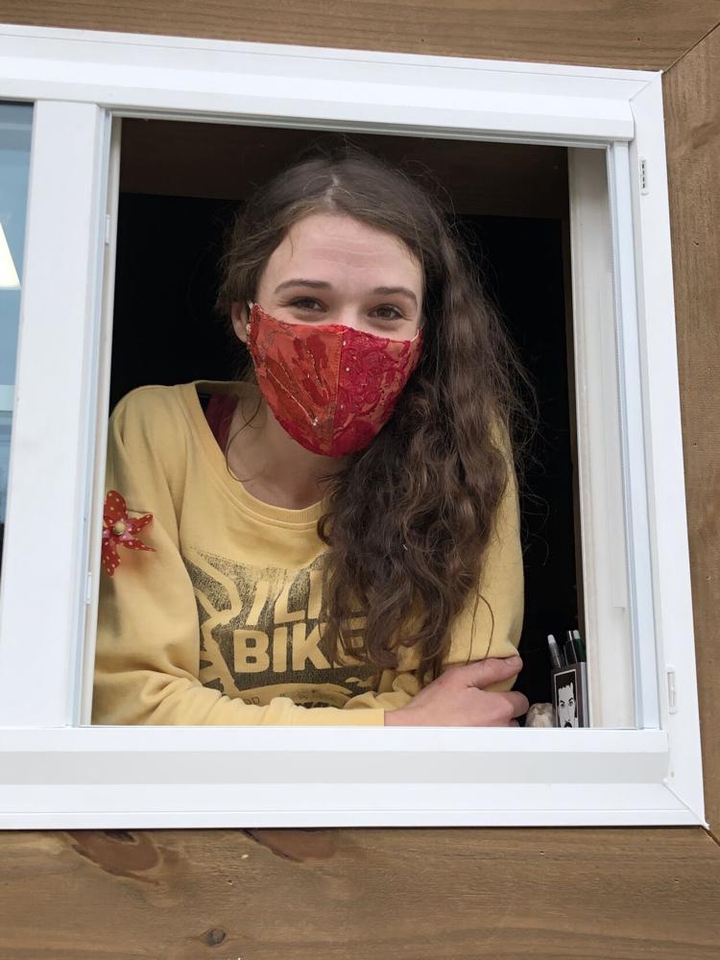 Reba at window