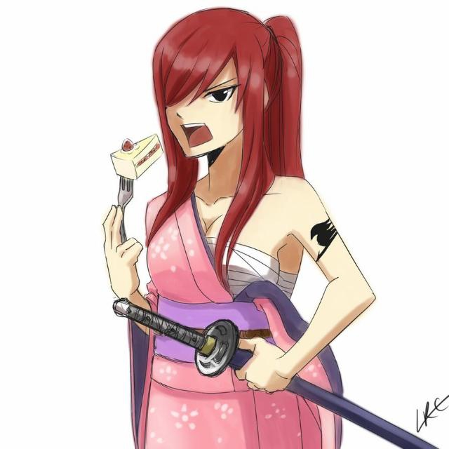 erza and cake