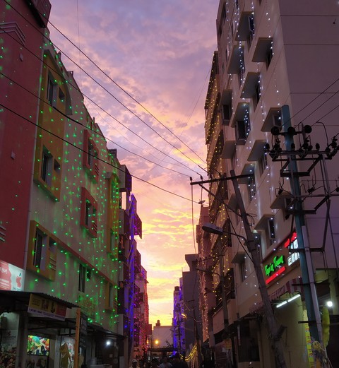 Clouds with Natural and artificial light.