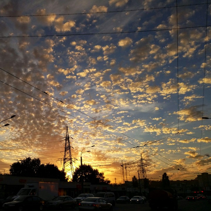 sunset in the city