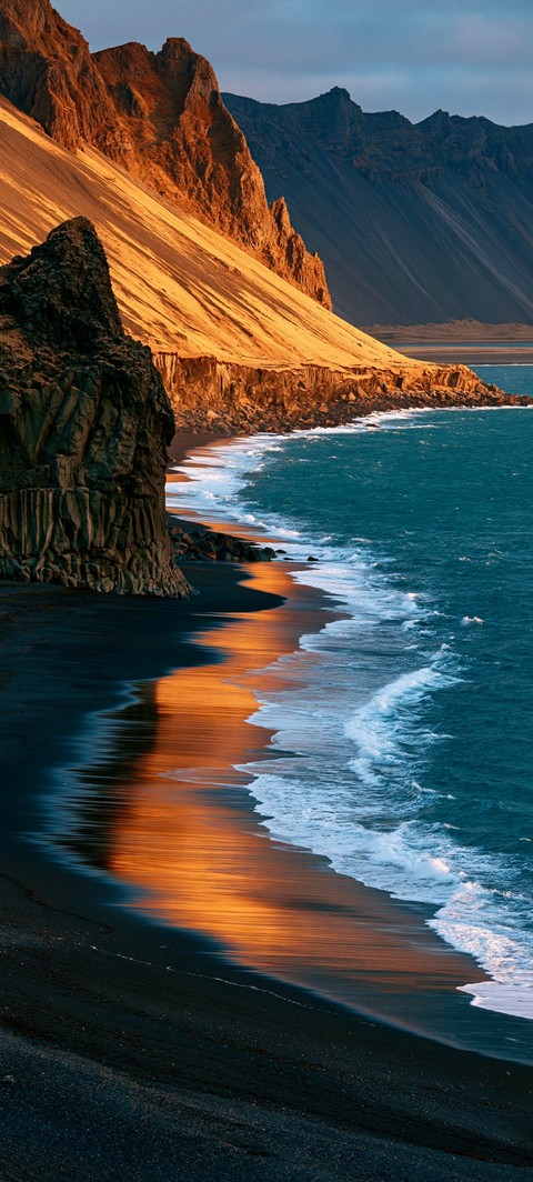 mountain, coast वॉलपेपर
