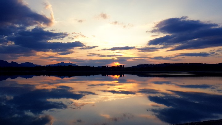 sunset by lake