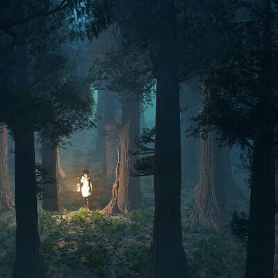 A girl with a lantern