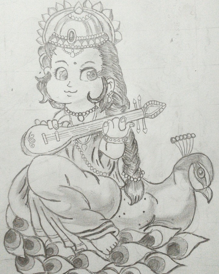 cartoon sketch of sherswati mata