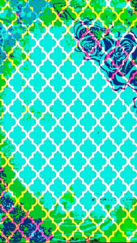 Teal pattern with flower effect.