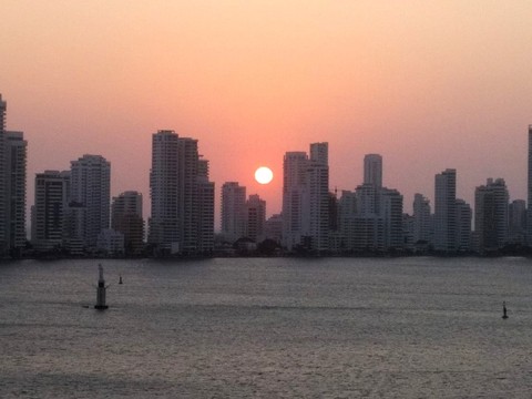 the sunrise above a city