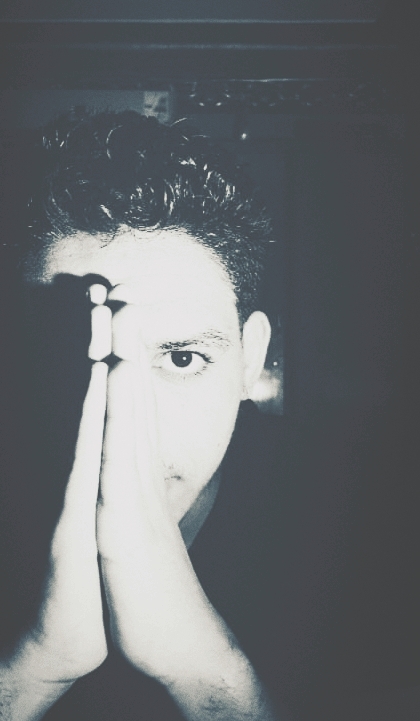 Half face.  Wide eye.  creepy look