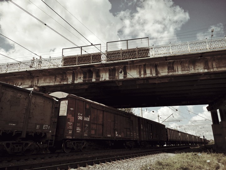Walking under the bridge