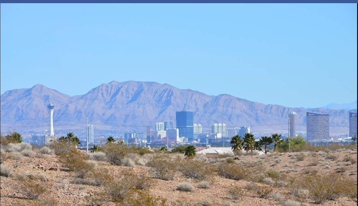 vegas skyline from the desert