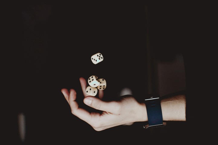 dice in hands