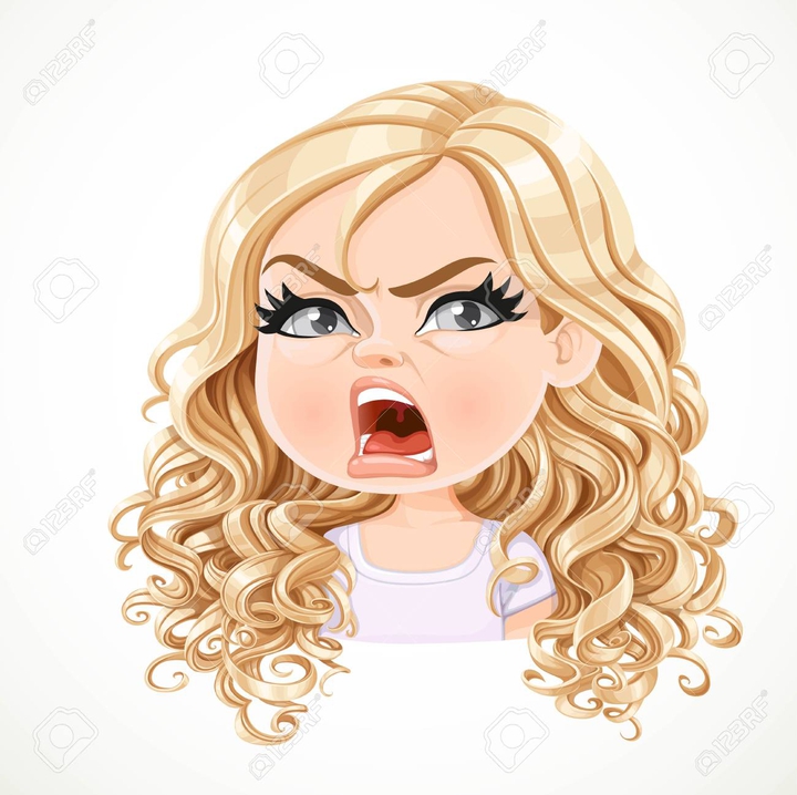 rubia enfadada,