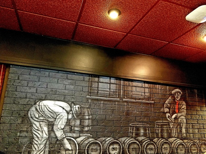 Mural on a restaurant wall
