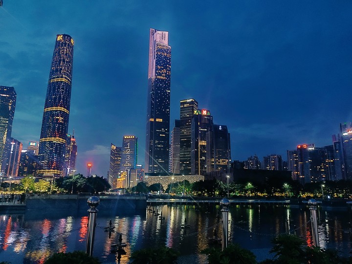 the bustling city at night