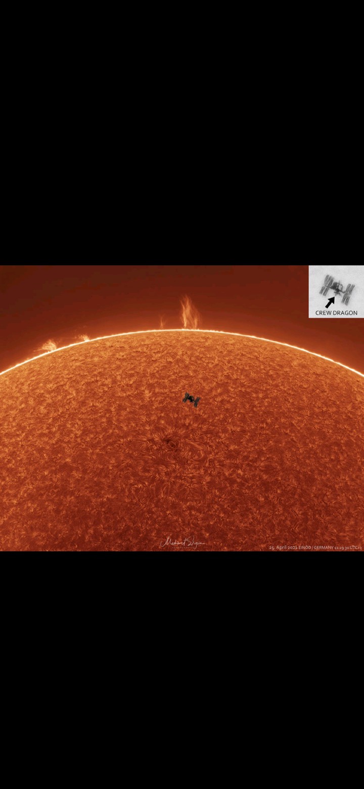 Space station in front of the sun