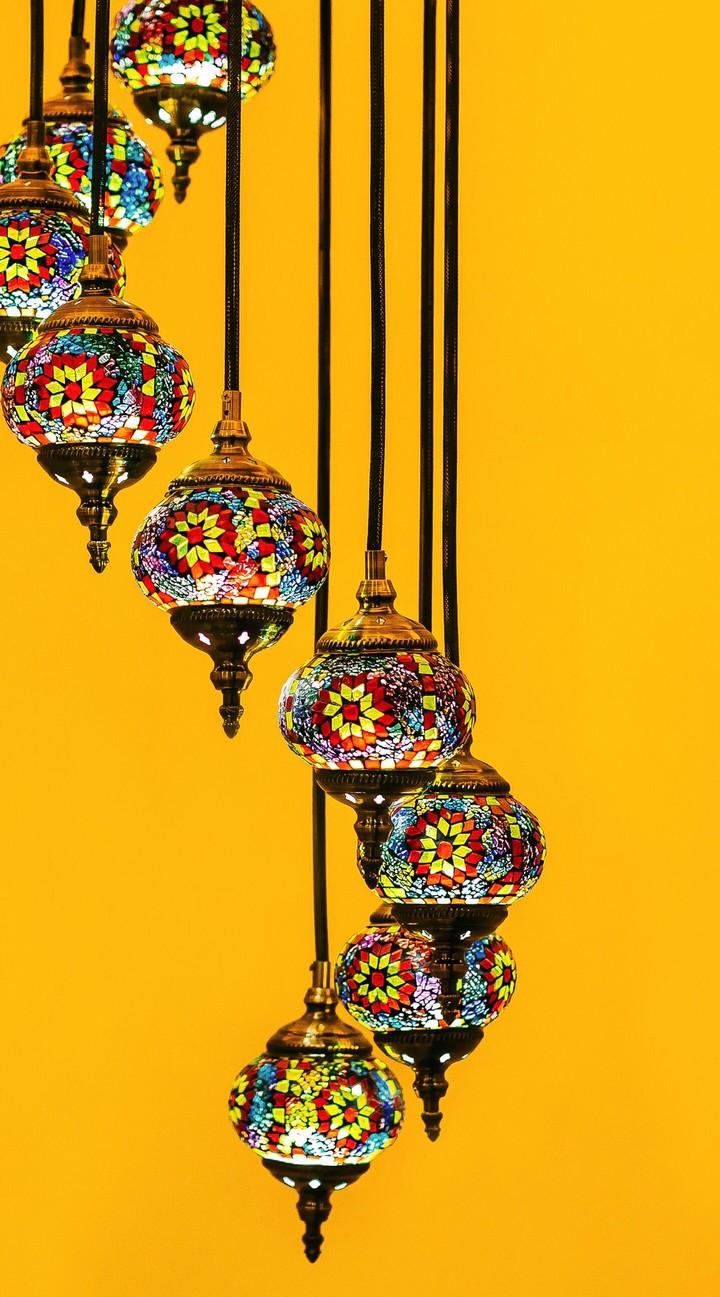 colourful hanging lights.
