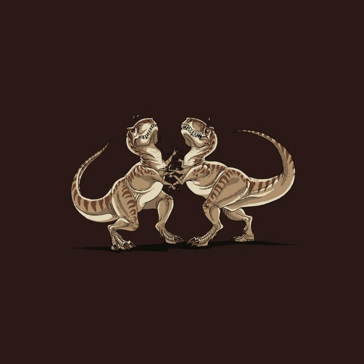 Cartoon Fighting T-Rexes