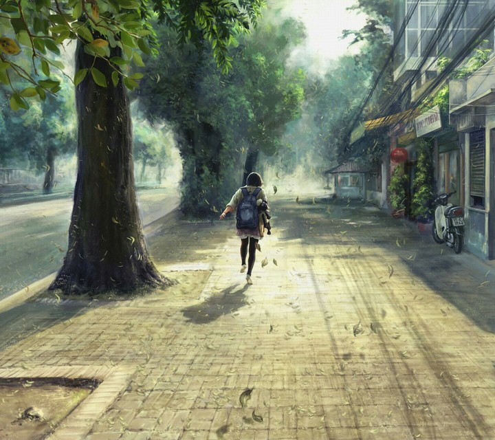 Lonely walking on the street..