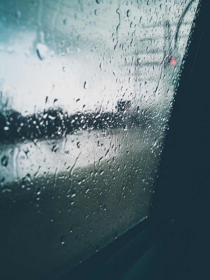 Rainy view out of a car