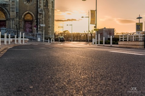 Sunset And Street In Biarritz